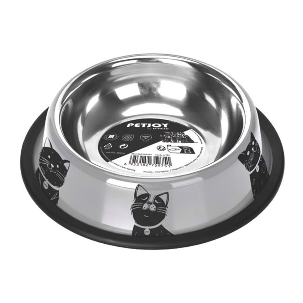 60566599 M-PETS PETJOY CATFAMİLY ÇELİK MAMA KABI (M) 610ML