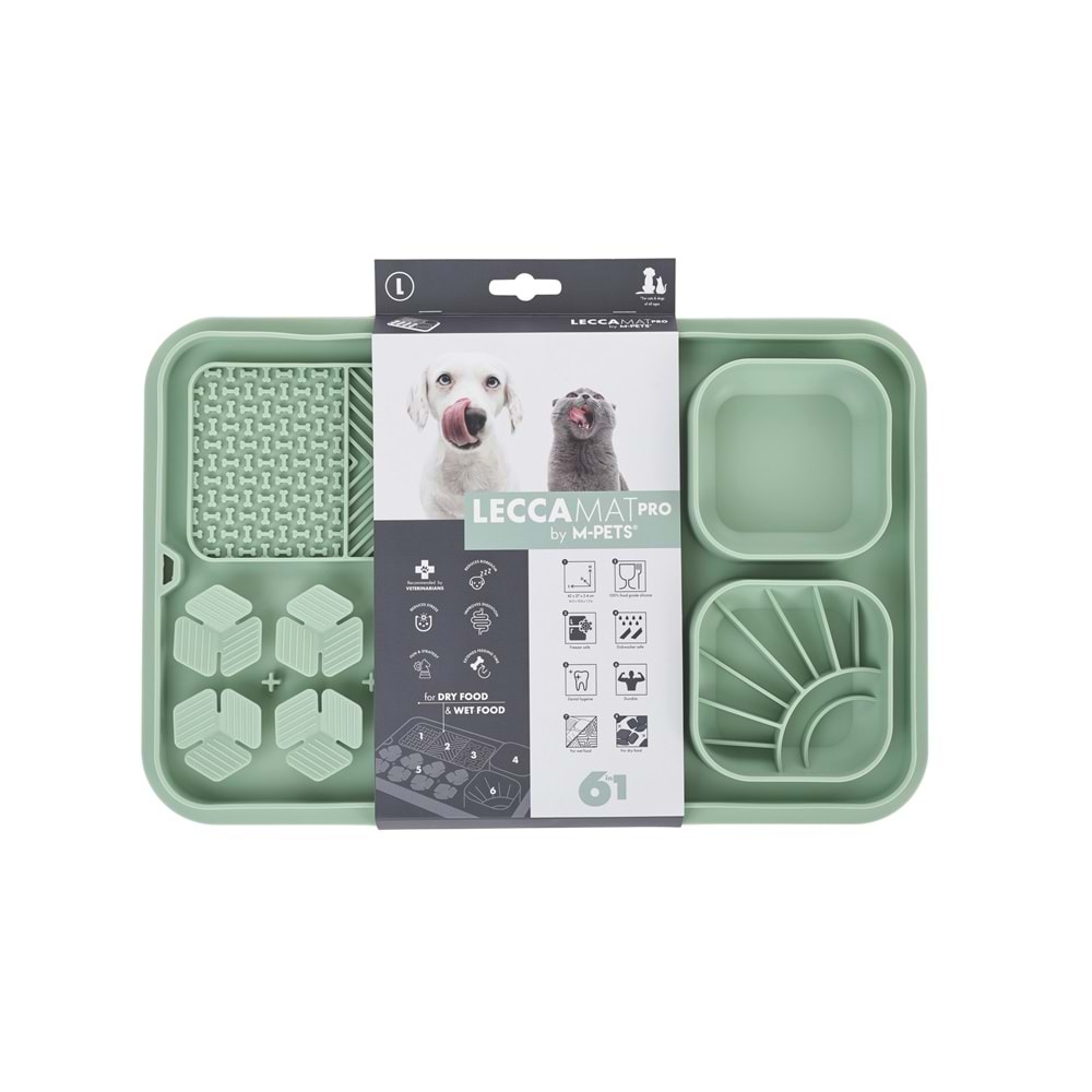 60569203 M-PETS LECCA PRO 6İN1 YAVAŞ BESLENME VE YALAMA MATI GREEN (L)
