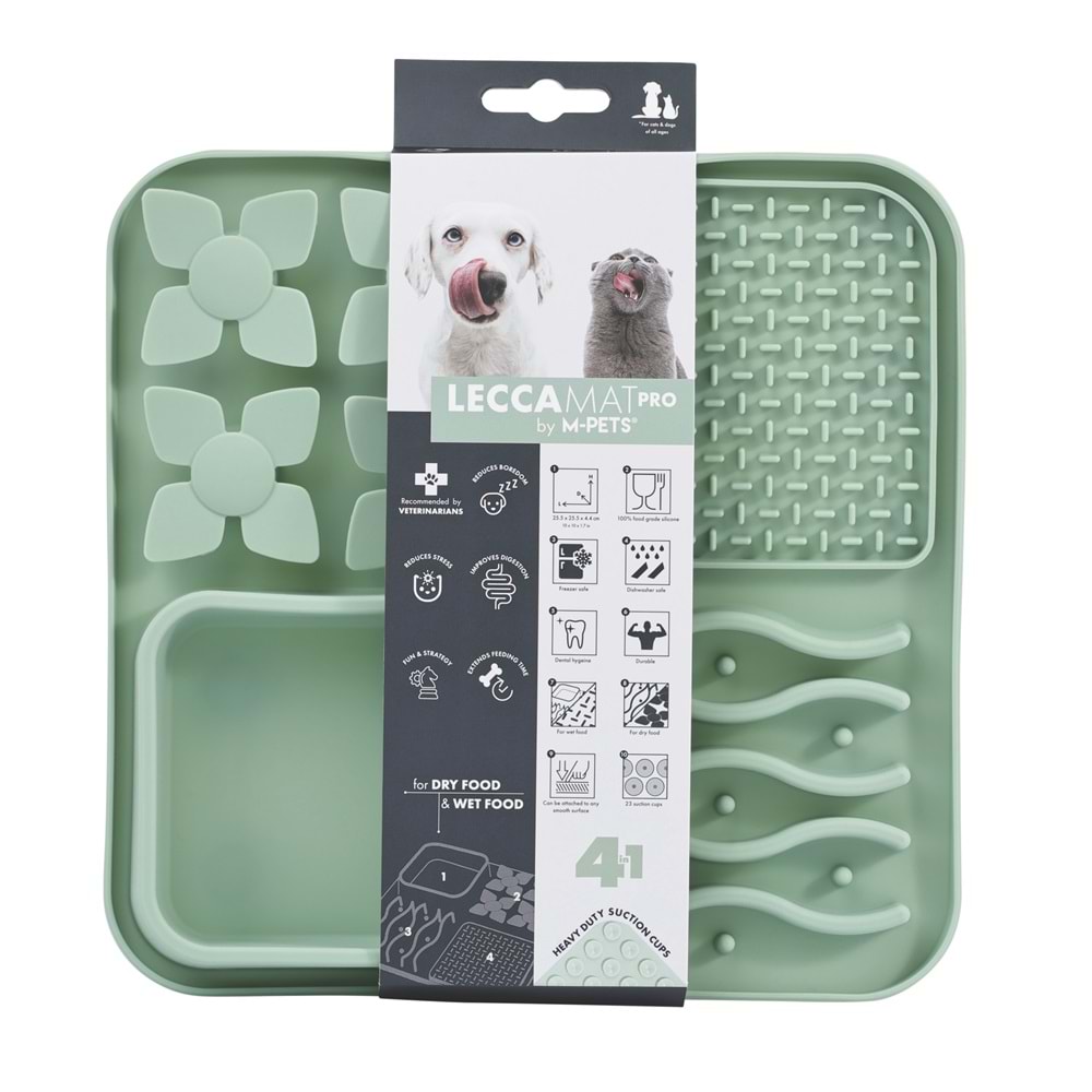 60569803 M-PETS LECCA PRO 4İN1 YAVAŞ BESLENME ve YALAMA MATI YEŞİL