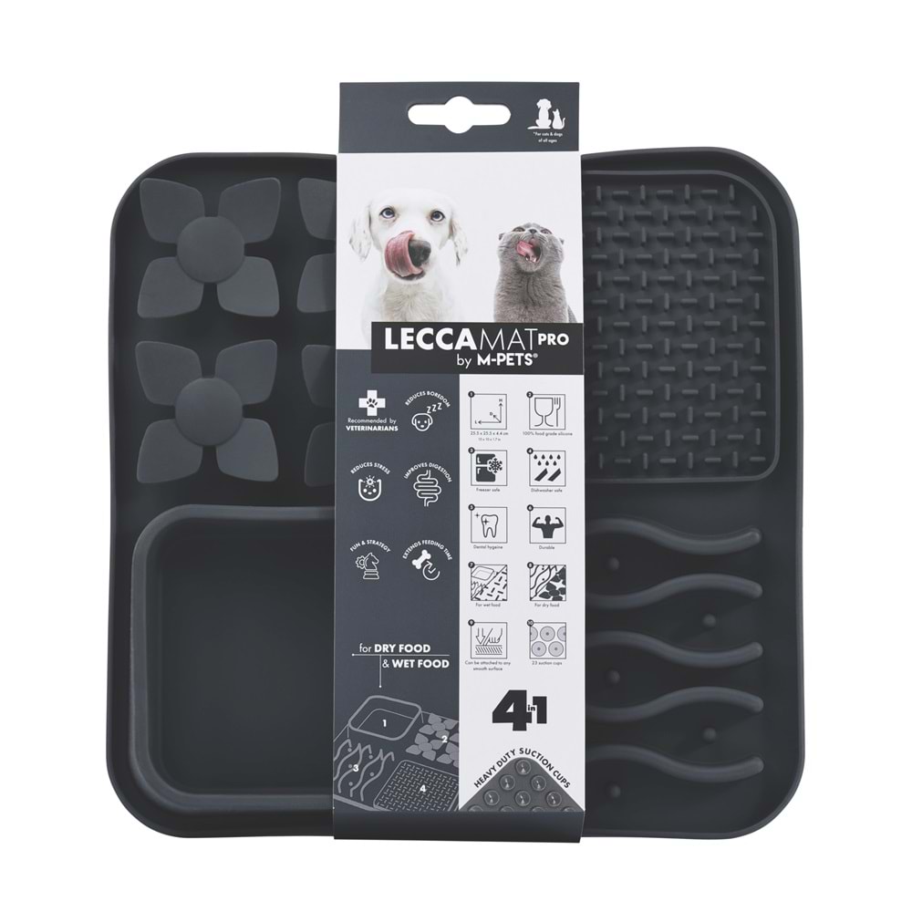 60570008 M-PETS LECCA PRO 4İN1 YAVAŞ BESLENME ve YALAMA MATI BLACK
