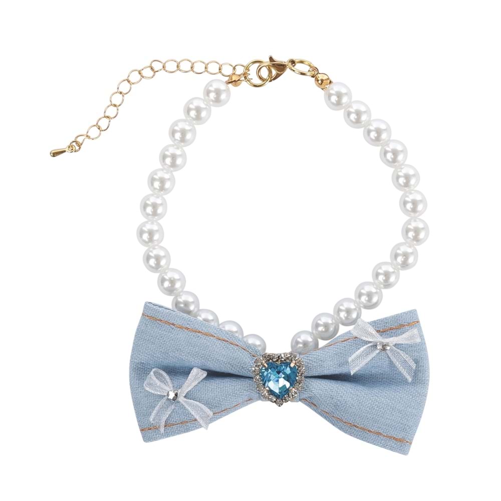 60804099 M-PETS GLAM PRESTİGE AKSESUAR BLUE DENİM PEARL (S)