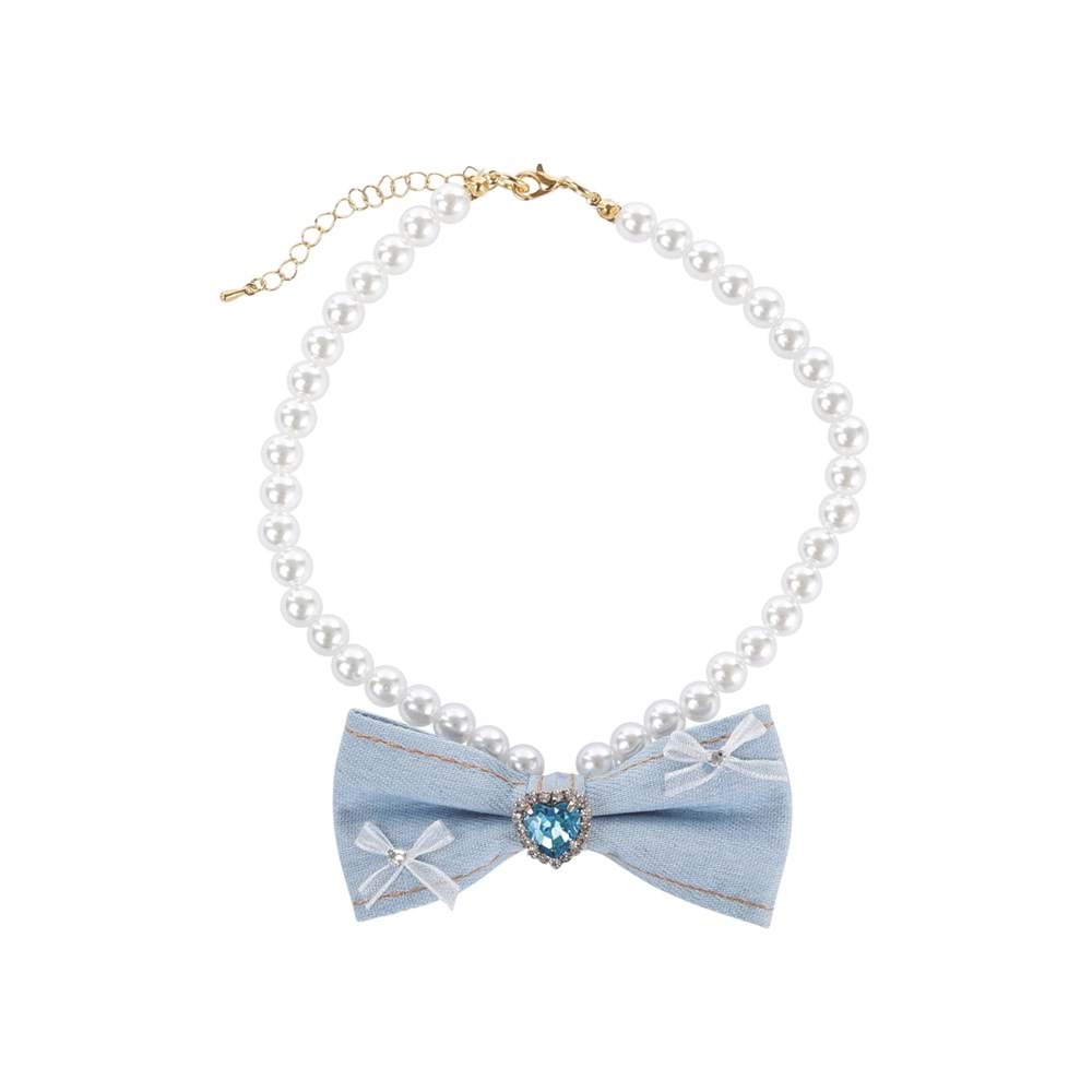 60804299 M-PETS GLAM PRESTİGE AKSESUAR BLUE DENİM PEARL (L)