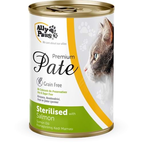 AP016 ALLY PAWS STERİLİSED PATE SOMONLU KEDİ KONSERVE 400GR 12Lİ