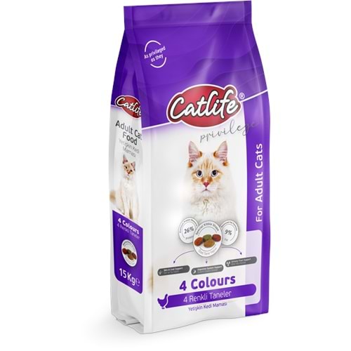 CLFD04-CATLİFE TAVUKLU MULTİCOLOR YETİŞKİN KEDİ MAMASI 15KG