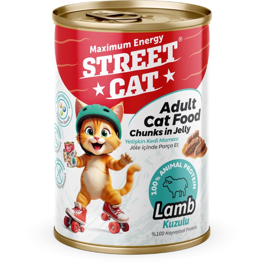 STC4078 STREET CAT CHUNKS İN JELLY KUZU ETLİ KEDİ KONSERVE 400GR 12Lİ