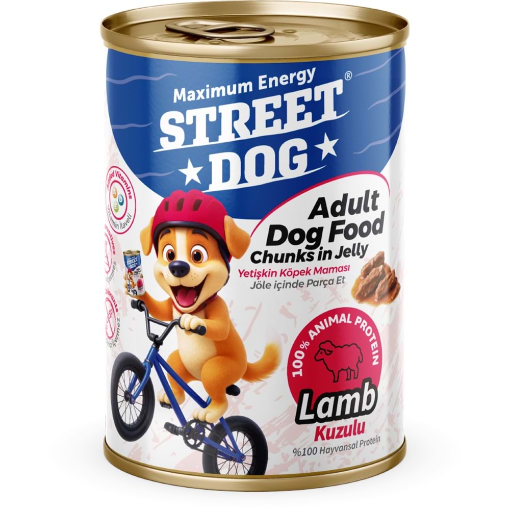 STD4084 STREET DOG CHUNKS İN JELLY KUZU ETLİ KÖPEK KONSERVE 400GR 12Lİ